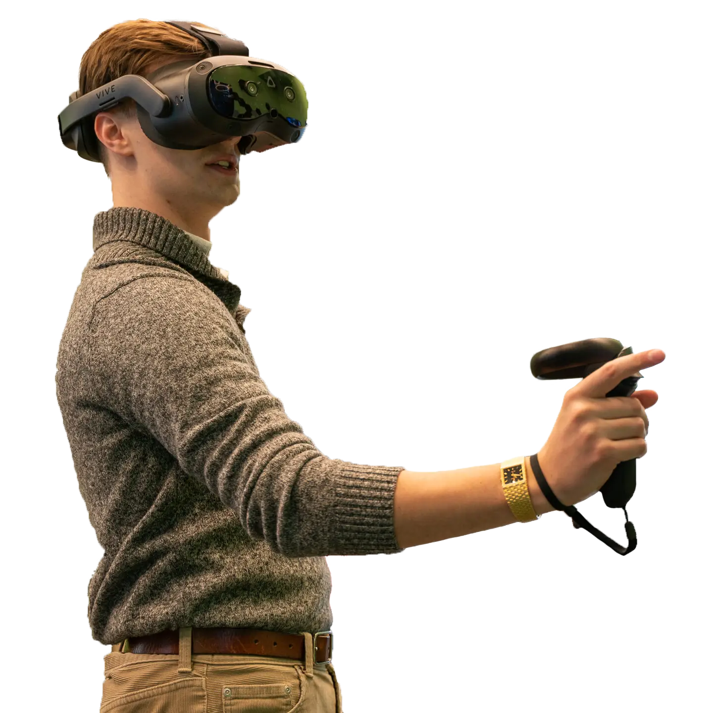 Man playing vr with headset in milwaukee