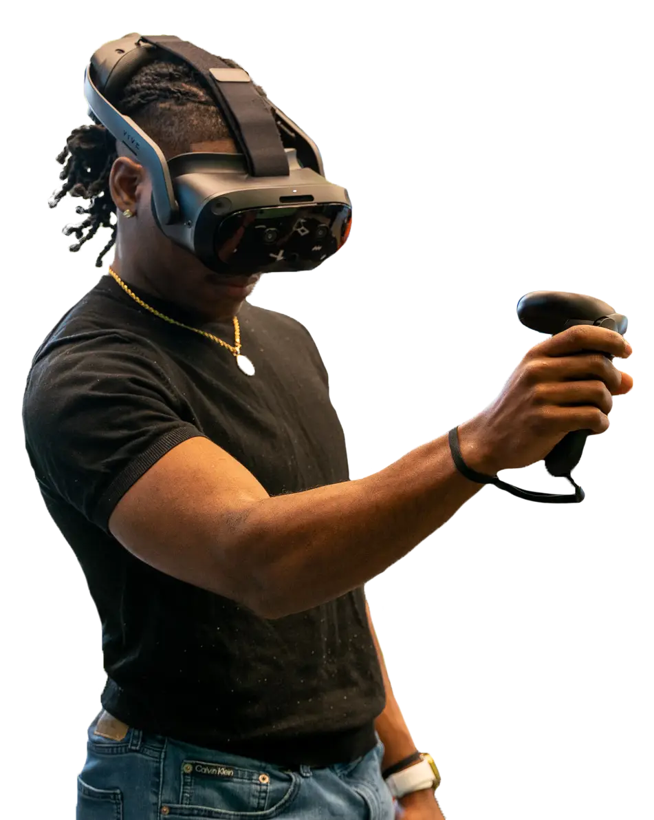 Playing vr at true vr milwaukee for team building